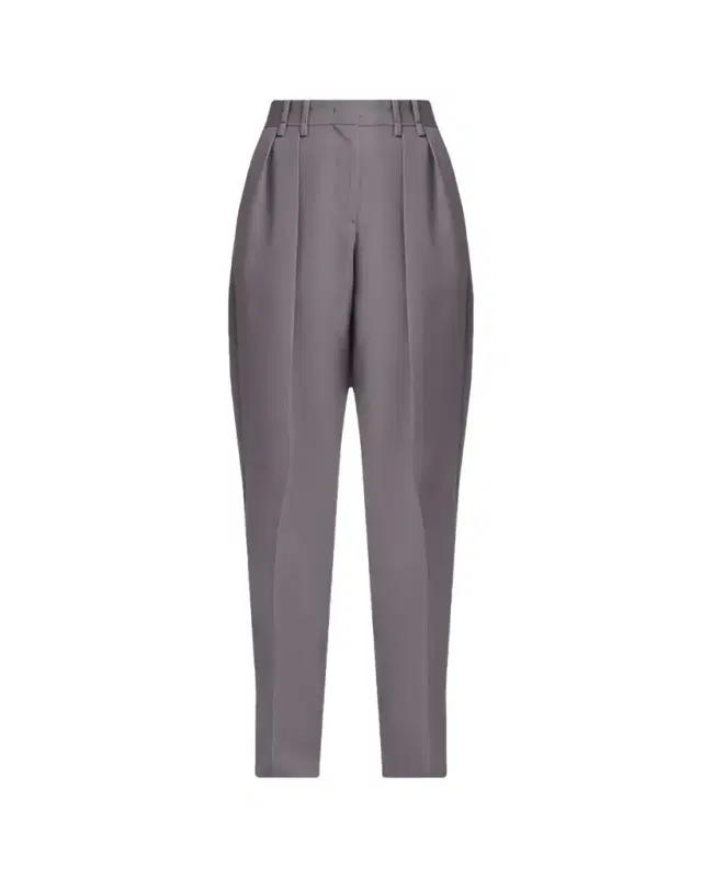 Pleated Wool Straight-Leg Pants