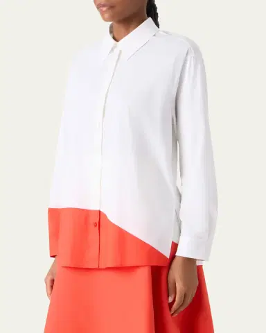 Akris Colorblock Patchwork Button-Down Blouse | Thumbnail 3 Akris Colorblock Patchwork Button-Down Blouse | Thumbnail 3
