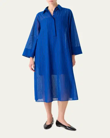Akris Wave Broderie Anglaise Cotton Voile Midi Shirtdress | Thumbnail 2 Akris Wave Broderie Anglaise Cotton Voile Midi Shirtdress | Thumbnail 2