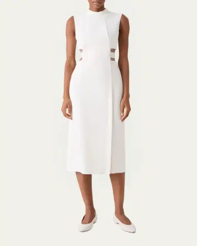 Akris Sleeveless Waist-Inset Side-Slit Midi Dress | Thumbnail 2