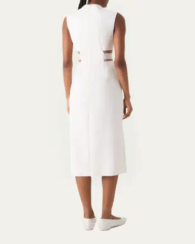 Akris Sleeveless Waist-Inset Side-Slit Midi Dress | Thumbnail 3