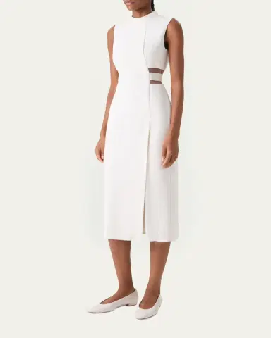 Akris Sleeveless Waist-Inset Side-Slit Midi Dress | Thumbnail 4