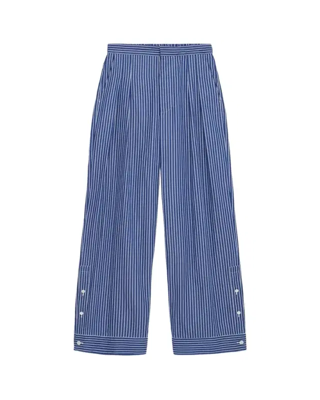 Men's Baggy-Fit Pleated Stripe Trousers