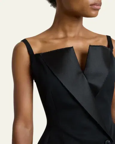 Givenchy Sleeveless Raw-Edge Tuxedo Mini Dress | Thumbnail 5 Givenchy Sleeveless Raw-Edge Tuxedo Mini Dress | Thumbnail 5