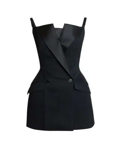 Givenchy Sleeveless Raw-Edge Tuxedo Mini Dress | Thumbnail 1 Givenchy Sleeveless Raw-Edge Tuxedo Mini Dress | Thumbnail 1