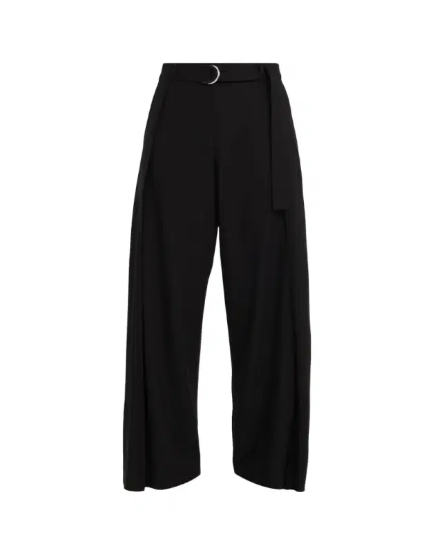 Pleated Wide-Leg Belted Trousers
