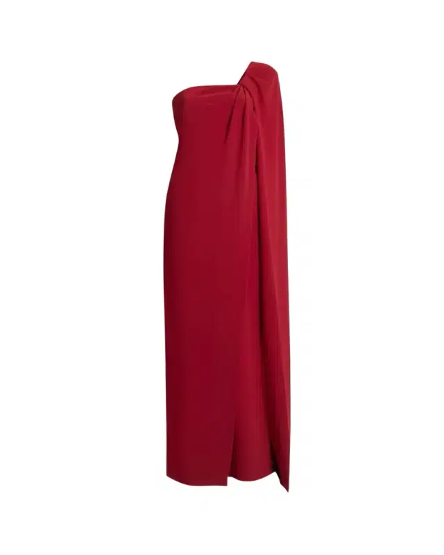 Twisted One-Shoulder Cape Gown