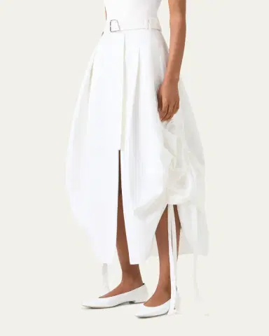 Akris Belted Side-Gathered Midi Skirt | Thumbnail 4 Akris Belted Side-Gathered Midi Skirt | Thumbnail 4