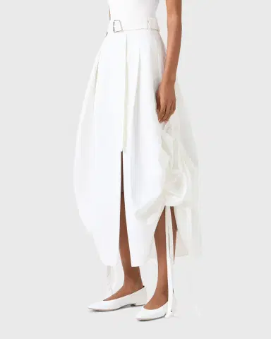 Akris Belted Side-Gathered Midi Skirt | Thumbnail 8 Akris Belted Side-Gathered Midi Skirt | Thumbnail 8