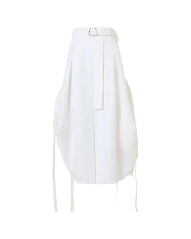 Belted Side-Gathered Midi Skirt
