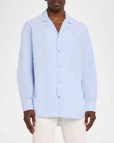 Moncler Men's Fil-a-Fil Cotton Long-Sleeve Shirt | Thumbnail 8 Moncler Men's Fil-a-Fil Cotton Long-Sleeve Shirt | Thumbnail 8