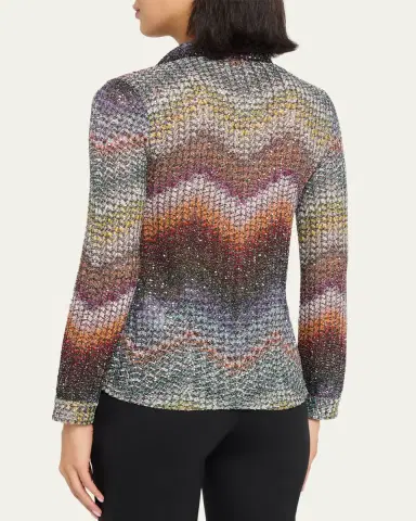 Missoni Sequined Wefted Loom Knit Button-Down Shirt | Thumbnail 3