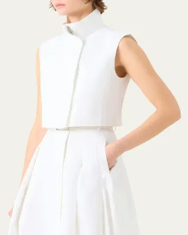Akris Hester Short Stand-Collar Cotton Gilet | Thumbnail 4 Akris Hester Short Stand-Collar Cotton Gilet | Thumbnail 4