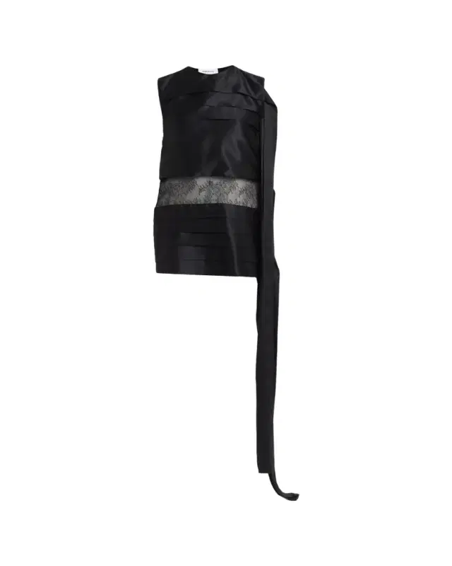 Lace-Inset Tiered Silk Mini Dress