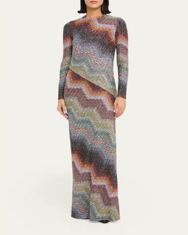 Missoni Sequin Wefted Loom Knit Long-Sleeve Gown | Thumbnail 2