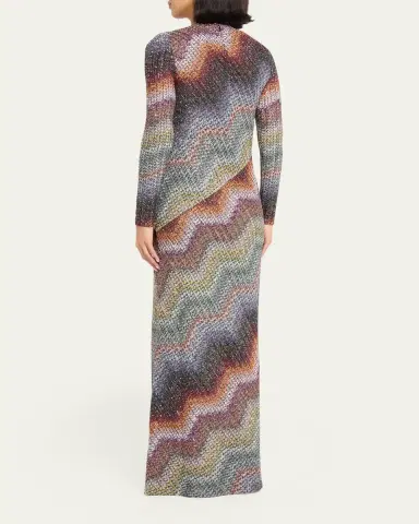 Missoni Sequin Wefted Loom Knit Long-Sleeve Gown | Thumbnail 3