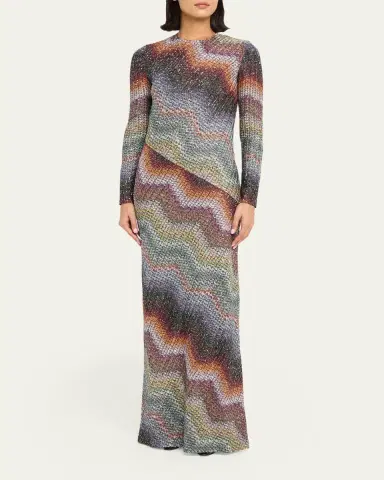 Missoni Sequin Wefted Loom Knit Long-Sleeve Gown | Thumbnail 4
