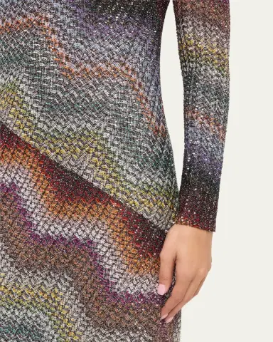 Missoni Sequin Wefted Loom Knit Long-Sleeve Gown | Thumbnail 5