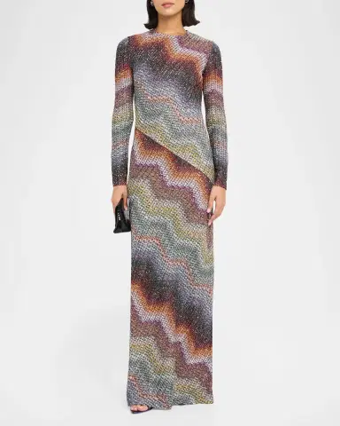 Missoni Sequin Wefted Loom Knit Long-Sleeve Gown | Thumbnail 6