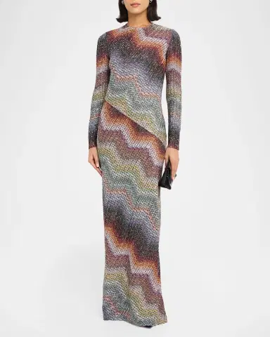 Missoni Sequin Wefted Loom Knit Long-Sleeve Gown | Thumbnail 8
