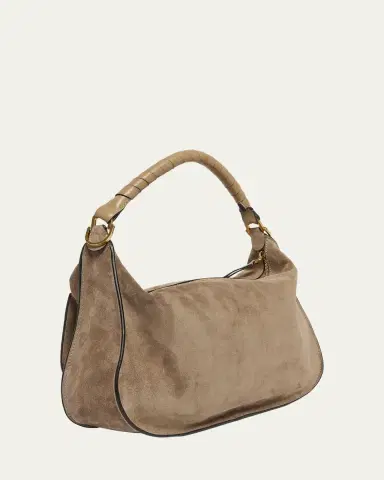 Chloé Marcie Medium Saddle Shoulder Bag in Suede | Thumbnail 3 Chloé Marcie Medium Saddle Shoulder Bag in Suede | Thumbnail 3