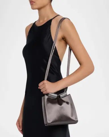 Giorgio Armani Satin Shoulder Bag with Rhinestone Detail | Thumbnail 6 Giorgio Armani Satin Shoulder Bag with Rhinestone Detail | Thumbnail 6