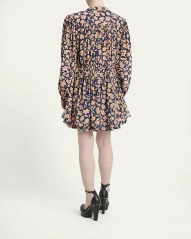 Chloé Floral-Print Silk Crepe De Chine Ruffle Mini Shirtdress | Thumbnail 3 Chloé Floral-Print Silk Crepe De Chine Ruffle Mini Shirtdress | Thumbnail 3