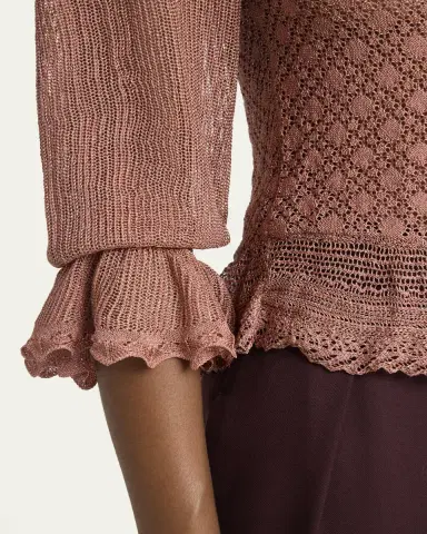 Chloé Mock-Neck Metallic Knit Ruffle Sweater | Thumbnail 5