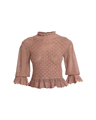 Chloé Mock-Neck Metallic Knit Ruffle Sweater | Thumbnail 1