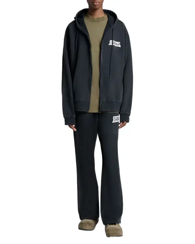 Men 's Masking Tape Oversized-Fit Faded Fleece Full-Zip Hoodie