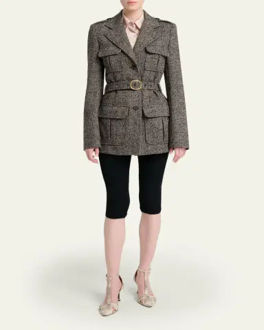 Chloé Wool Chevron Belted Utility Jacket | Thumbnail 2 Chloé Wool Chevron Belted Utility Jacket | Thumbnail 2