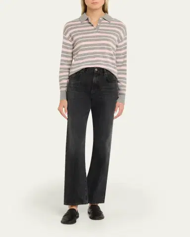 Guest in Residence Collegiate Striped Cashmere Polo Sweater | Thumbnail 2 Guest in Residence Collegiate Striped Cashmere Polo Sweater | Thumbnail 2
