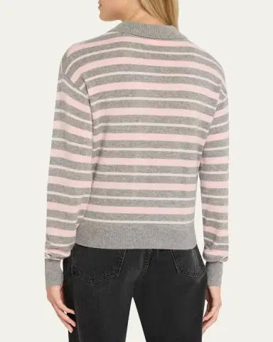 Guest in Residence Collegiate Striped Cashmere Polo Sweater | Thumbnail 3 Guest in Residence Collegiate Striped Cashmere Polo Sweater | Thumbnail 3