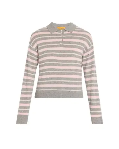 Guest in Residence Collegiate Striped Cashmere Polo Sweater | Thumbnail 1 Guest in Residence Collegiate Striped Cashmere Polo Sweater | Thumbnail 1