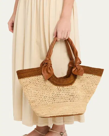 HEREU Fonol Bicolor Crochet Raffia Tote Bag | Thumbnail 2 HEREU Fonol Bicolor Crochet Raffia Tote Bag | Thumbnail 2
