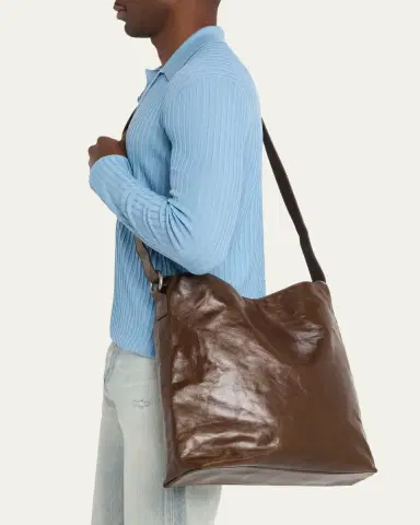 Dries Van Noten Men's Leather Messenger Bag | Thumbnail 2