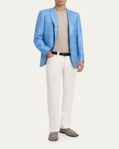 Brioni Men's Cashmere Sky Blue Plaid Jacket | Thumbnail 2 Brioni Men's Cashmere Sky Blue Plaid Jacket | Thumbnail 2