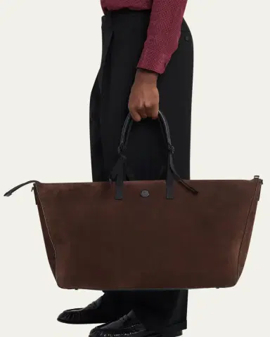 Moncler Men's Carlo Suede Leather-Trim Weekender Duffel Bag | Thumbnail 2