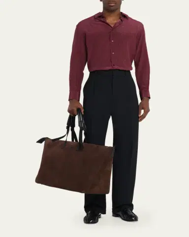Moncler Men's Carlo Suede Leather-Trim Weekender Duffel Bag | Thumbnail 5