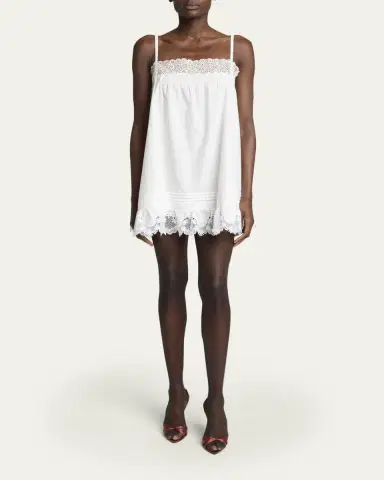 Saint Laurent Guipure Lace Sleeveless Shift Mini Dress | Thumbnail 2