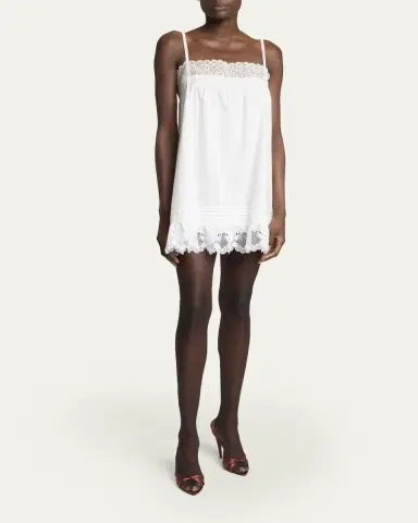 Saint Laurent Guipure Lace Sleeveless Shift Mini Dress | Thumbnail 4