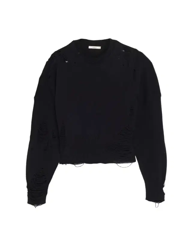 Marcy Distressed Wool Crewneck Sweater