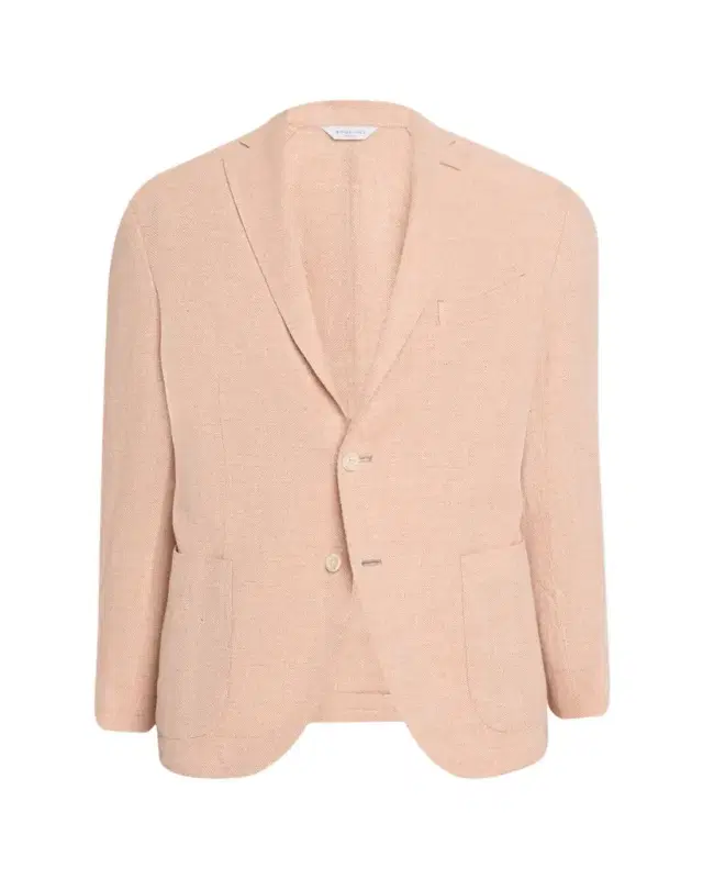 Men's Linen and Wool Herringbone Single-Breasted Blazer