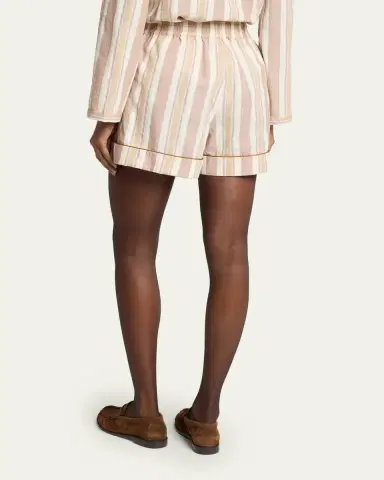 Saint Laurent Striped Pleated Pajama Shorts | Thumbnail 3