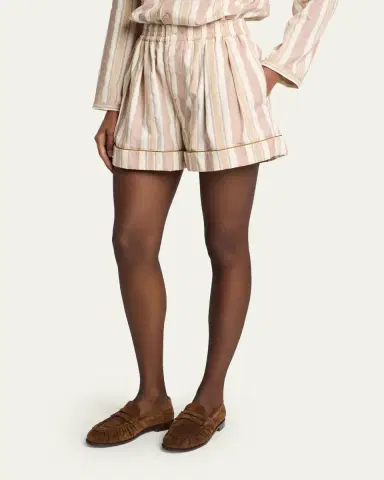 Saint Laurent Striped Pleated Pajama Shorts | Thumbnail 4