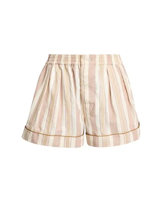 Striped Pleated Pajama Shorts