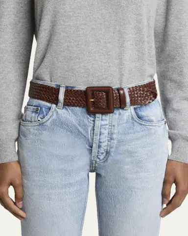Saint Laurent Woven Leather Belt | Thumbnail 2