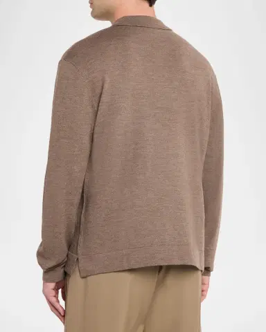 OFFICINE GÉNÉRALE Men's Bene Merino Wool Quarter-Zip Polo Sweater | Thumbnail 7 OFFICINE GÉNÉRALE Men's Bene Merino Wool Quarter-Zip Polo Sweater | Thumbnail 7