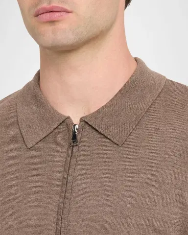 OFFICINE GÉNÉRALE Men's Bene Merino Wool Quarter-Zip Polo Sweater | Thumbnail 9 OFFICINE GÉNÉRALE Men's Bene Merino Wool Quarter-Zip Polo Sweater | Thumbnail 9