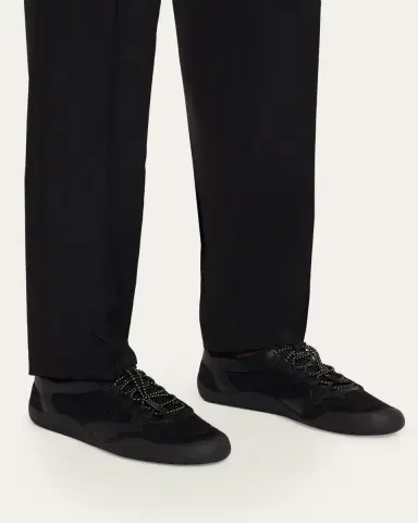 Prada Men's Speedrock Leather and Mesh Sneakers | Thumbnail 2 Prada Men's Speedrock Leather and Mesh Sneakers | Thumbnail 2